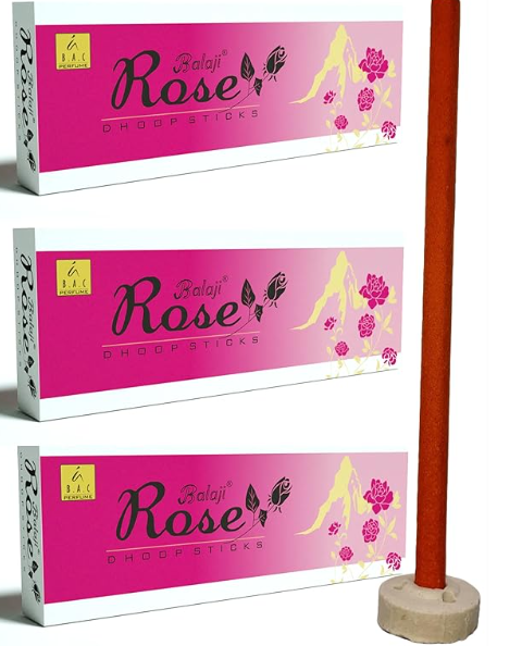 Balaji Rose Long Dhoop Sticks Combo Pack (1 Pack = 3 Packet)